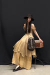 Mutedance 24 Spring/Summer Shell Sleeve Waist Short Dress MD-MD24SS17-KHAKI PM138